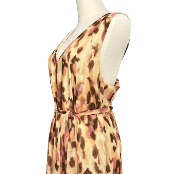 Banana Republic Slvls V Neck Maxi Dress Wm Sz M Twist-back Pale Yellow BrownNWT - Picture 4 of 10